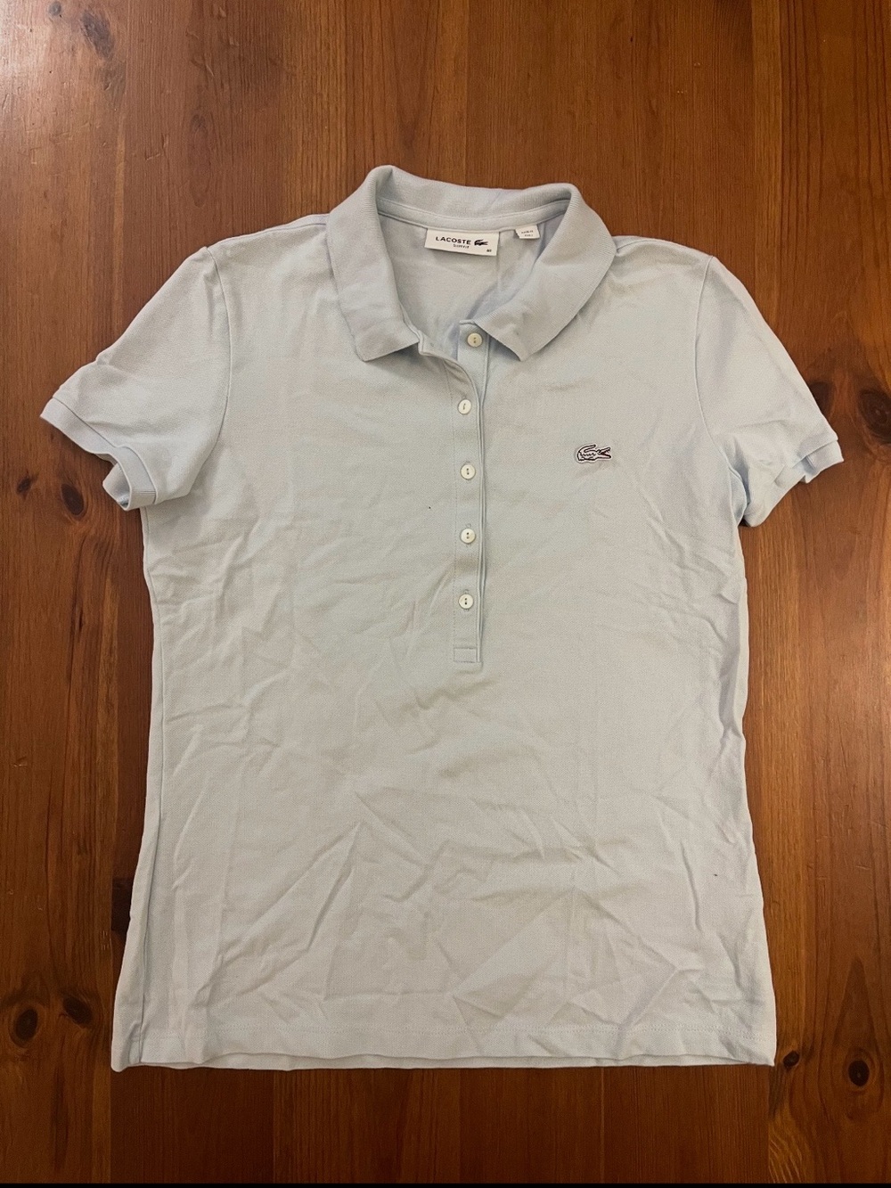 Lacoste Women's Pale Blue Cotton Polo with Crocodile Logo